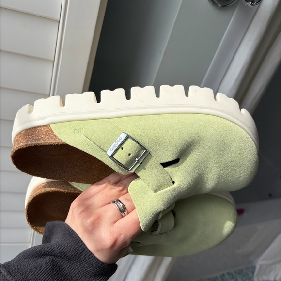 Papillio soft Sage Green Suede Clog with Chunky White Sole- like new! - Picture 3 of 5